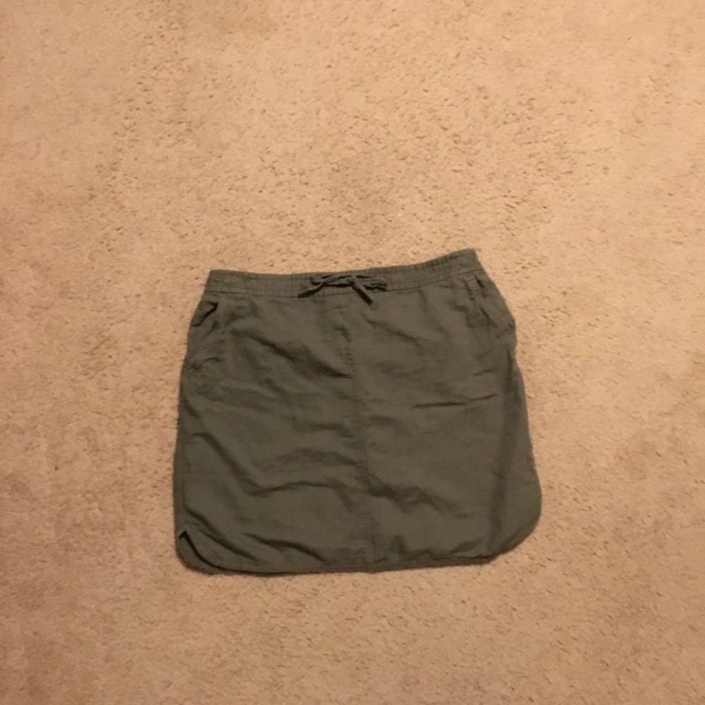 Khaki, lines/cotton blend, short skirt